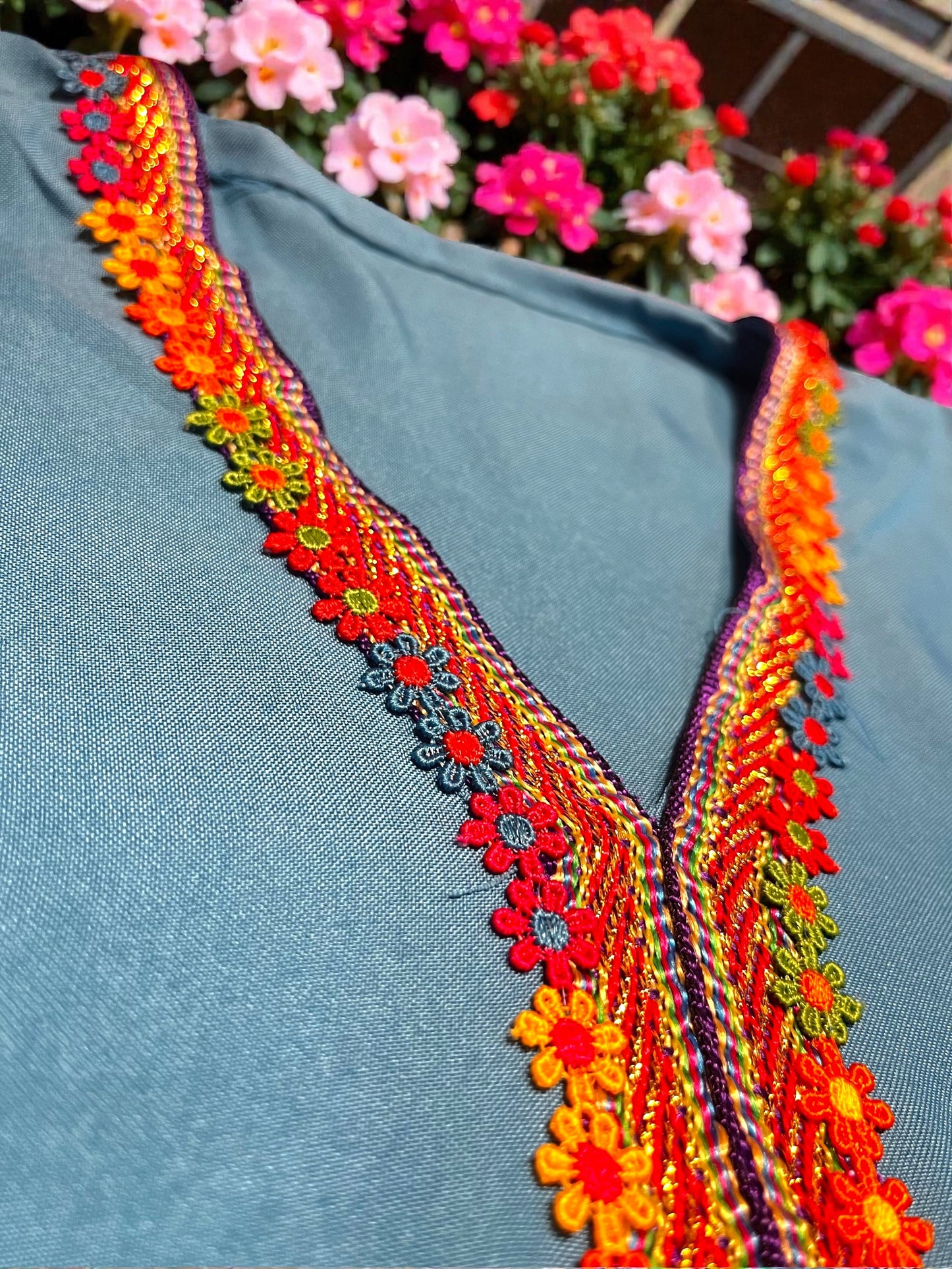 Baby Blue Floral Moroccan Gandora