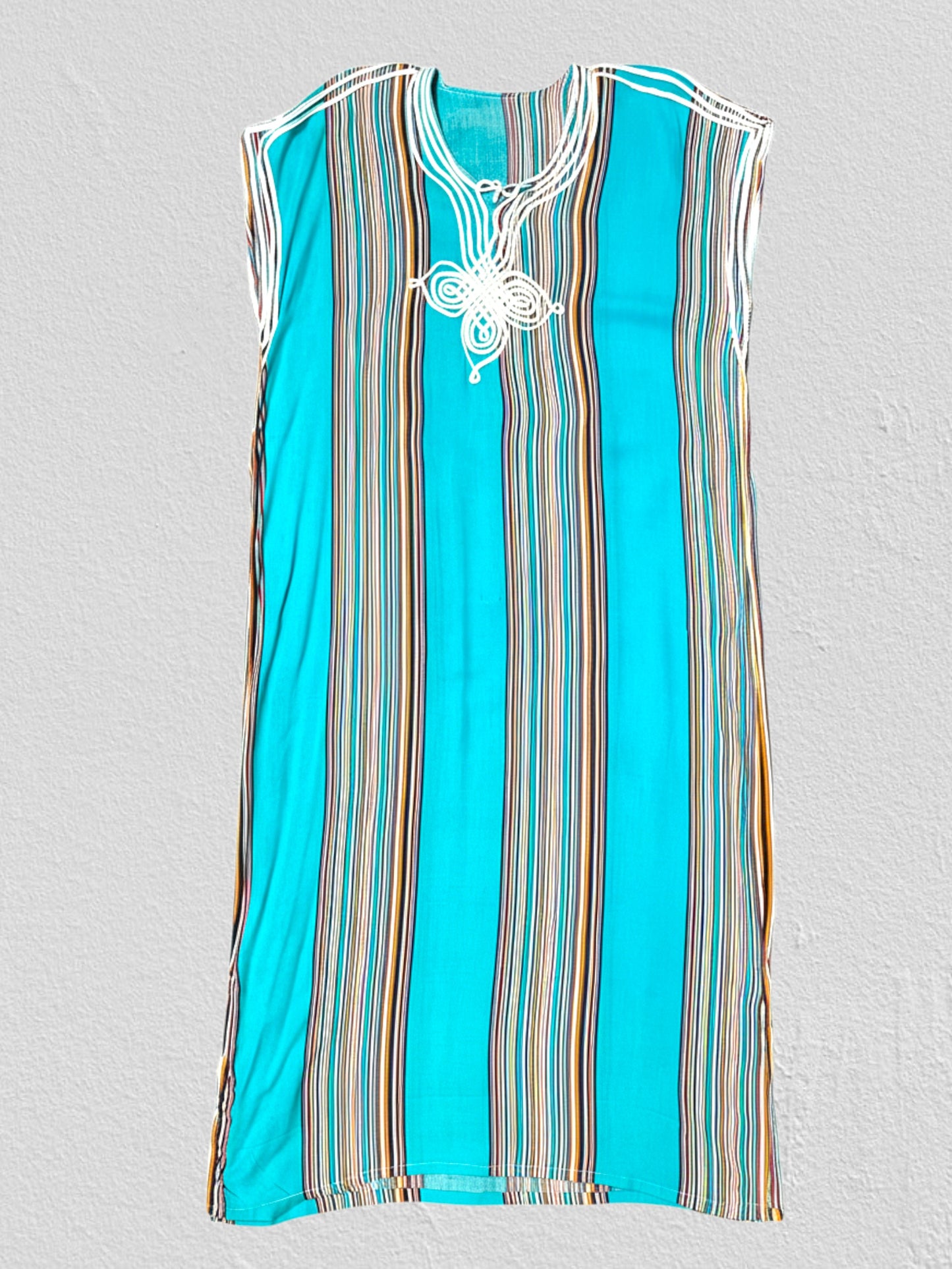 Turquoise Moroccan Striped Gandora